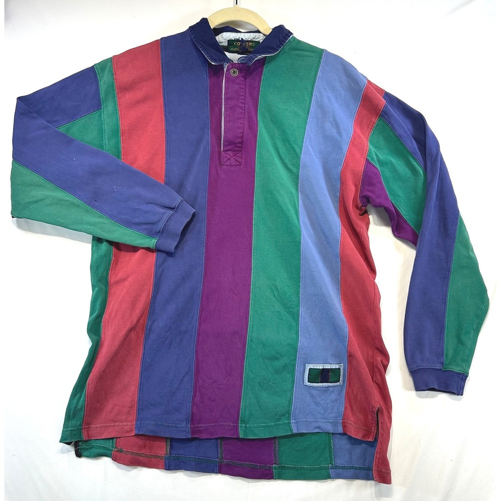 Vintage Colours By Alexander Julian 90s Retro Rugby Shirt M Colorblock Multi
